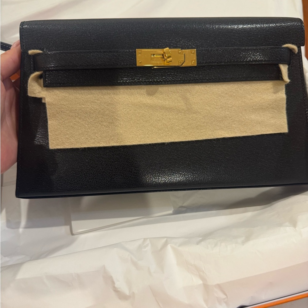 Hermes Kelly Elan Black with GHW Chèvre Camilla